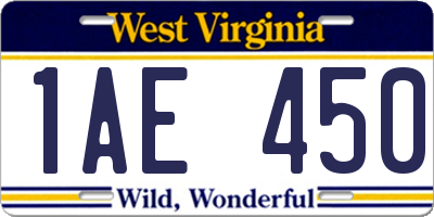 WV license plate 1AE450