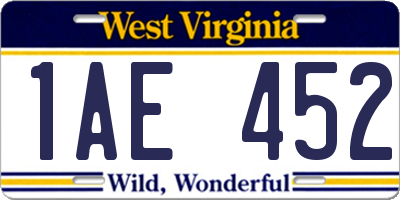 WV license plate 1AE452