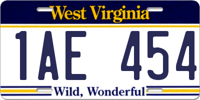 WV license plate 1AE454