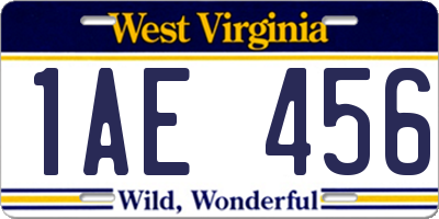 WV license plate 1AE456