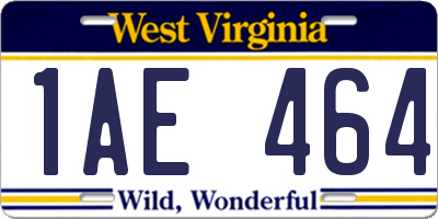 WV license plate 1AE464
