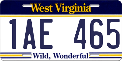 WV license plate 1AE465