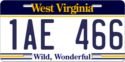 WV license plate 1AE466