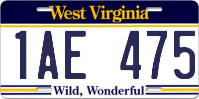 WV license plate 1AE475