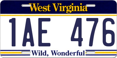 WV license plate 1AE476