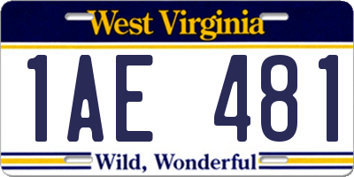 WV license plate 1AE481