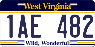 WV license plate 1AE482