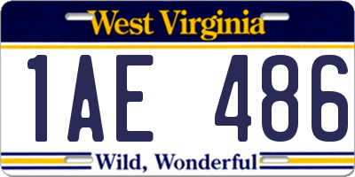 WV license plate 1AE486