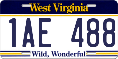WV license plate 1AE488