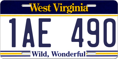 WV license plate 1AE490