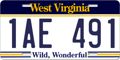 WV license plate 1AE491