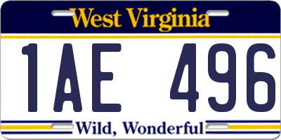 WV license plate 1AE496