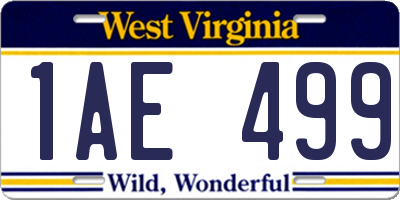 WV license plate 1AE499