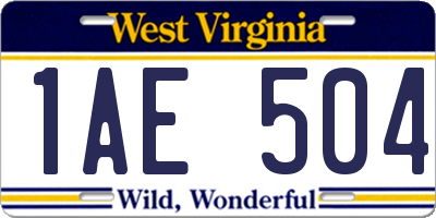 WV license plate 1AE504