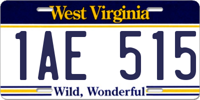 WV license plate 1AE515