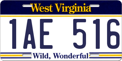 WV license plate 1AE516
