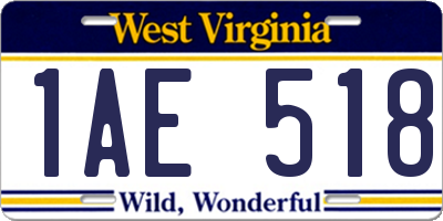 WV license plate 1AE518