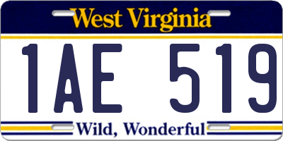WV license plate 1AE519