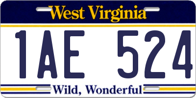 WV license plate 1AE524