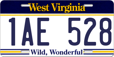 WV license plate 1AE528
