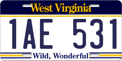 WV license plate 1AE531