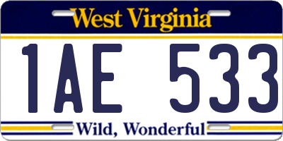 WV license plate 1AE533