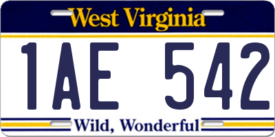 WV license plate 1AE542