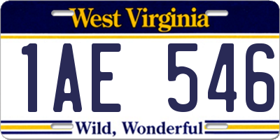 WV license plate 1AE546