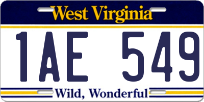 WV license plate 1AE549