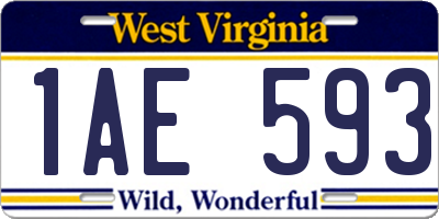 WV license plate 1AE593