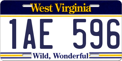 WV license plate 1AE596