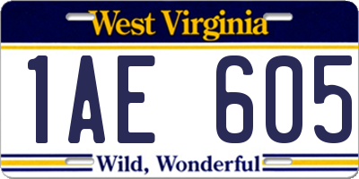WV license plate 1AE605