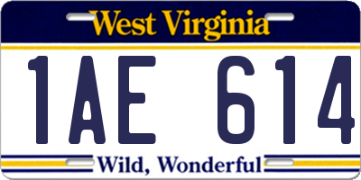WV license plate 1AE614