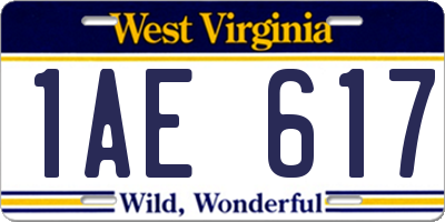 WV license plate 1AE617
