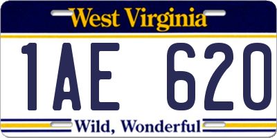 WV license plate 1AE620