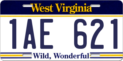 WV license plate 1AE621