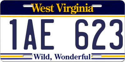 WV license plate 1AE623