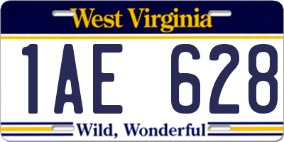 WV license plate 1AE628
