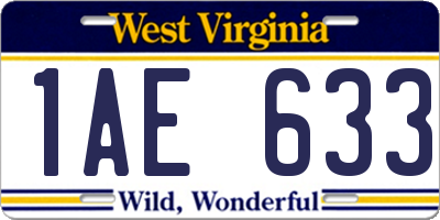 WV license plate 1AE633