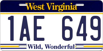 WV license plate 1AE649