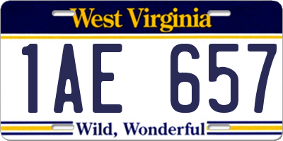 WV license plate 1AE657