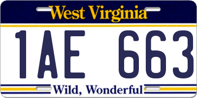 WV license plate 1AE663