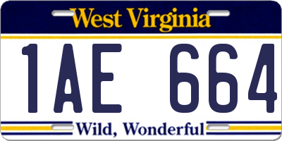 WV license plate 1AE664