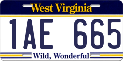 WV license plate 1AE665