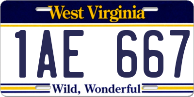 WV license plate 1AE667