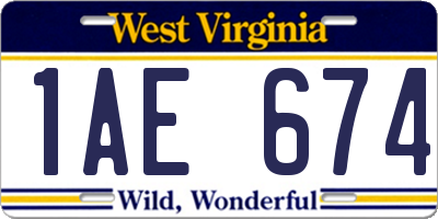 WV license plate 1AE674