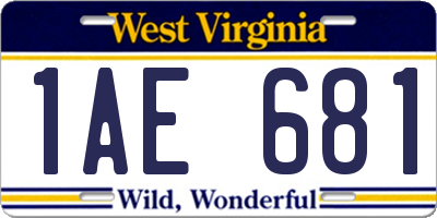 WV license plate 1AE681