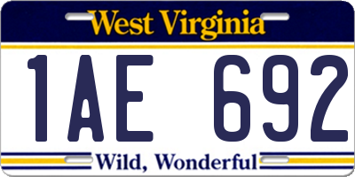 WV license plate 1AE692
