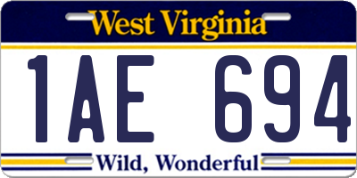 WV license plate 1AE694