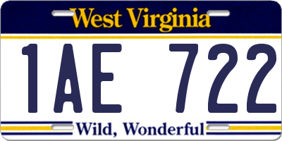WV license plate 1AE722